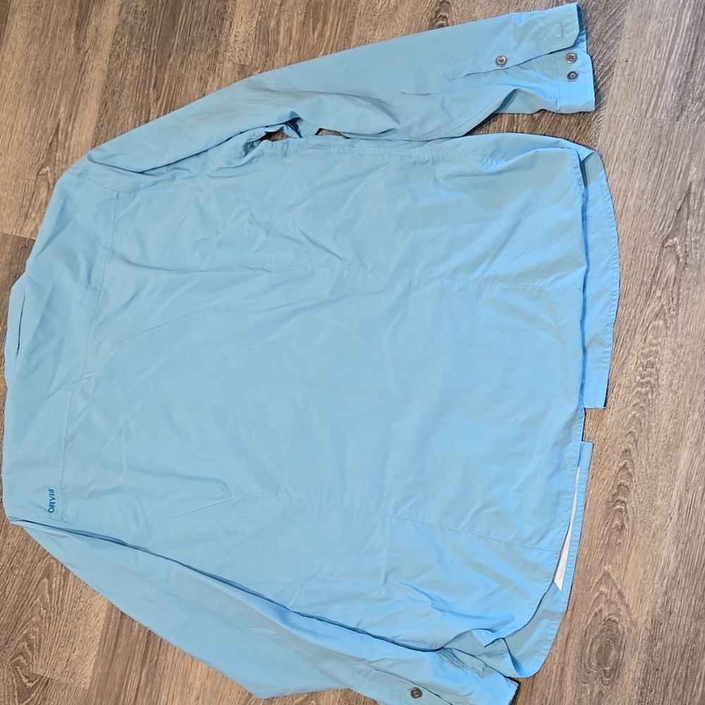 Orvis Light Blue Nylon All Weather Shirt Sz XL - Picture 3 of 3